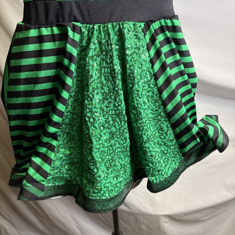 Weissman Green And‎ Black Sequins Halter Top Dance Costume  Medium Child - Picture 11 of 16